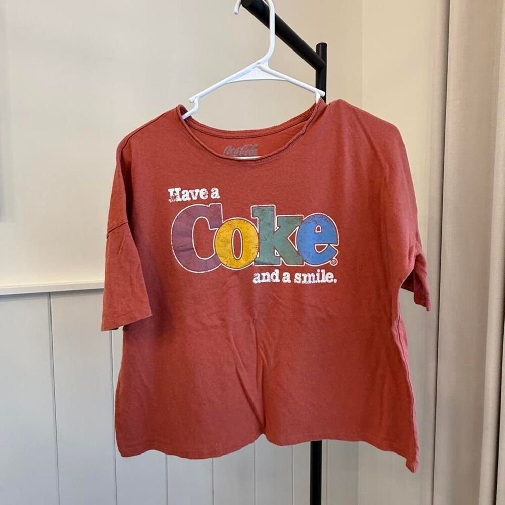 Coca-cola Women's Orange and Red T-shirt